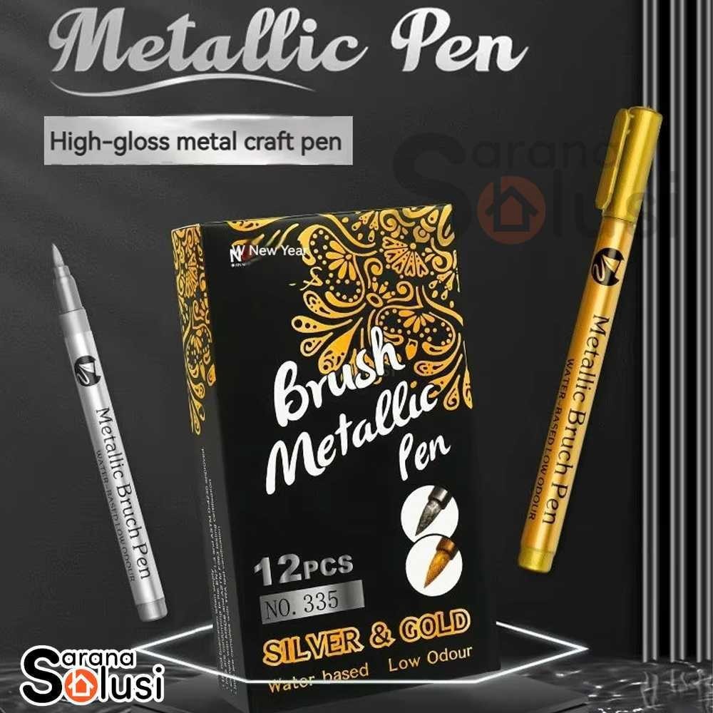 

Spidol Warna Gold Emas Silver Metallic Permanen Marker Pen Waterproof 10mm 12 PCS