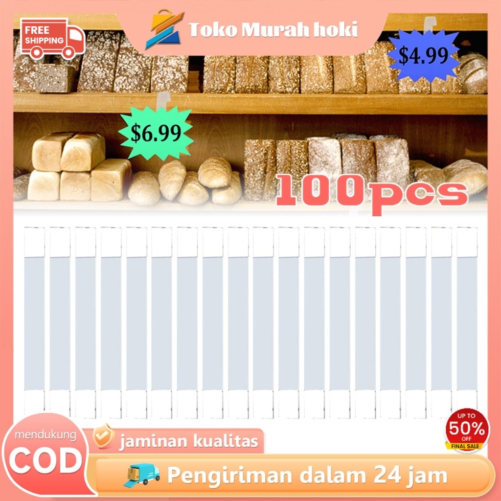 

100pcs Mika Display Kartu Promo PVC Mika Label Harga Rak Toko Transparan Price Tag Mika