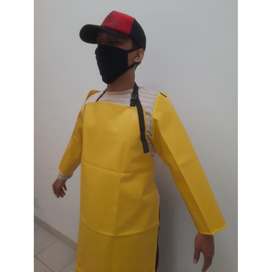 Apron Pupuk dan Industri plus Apron Lengan Anti Air dan Anti Kimia - Kuning