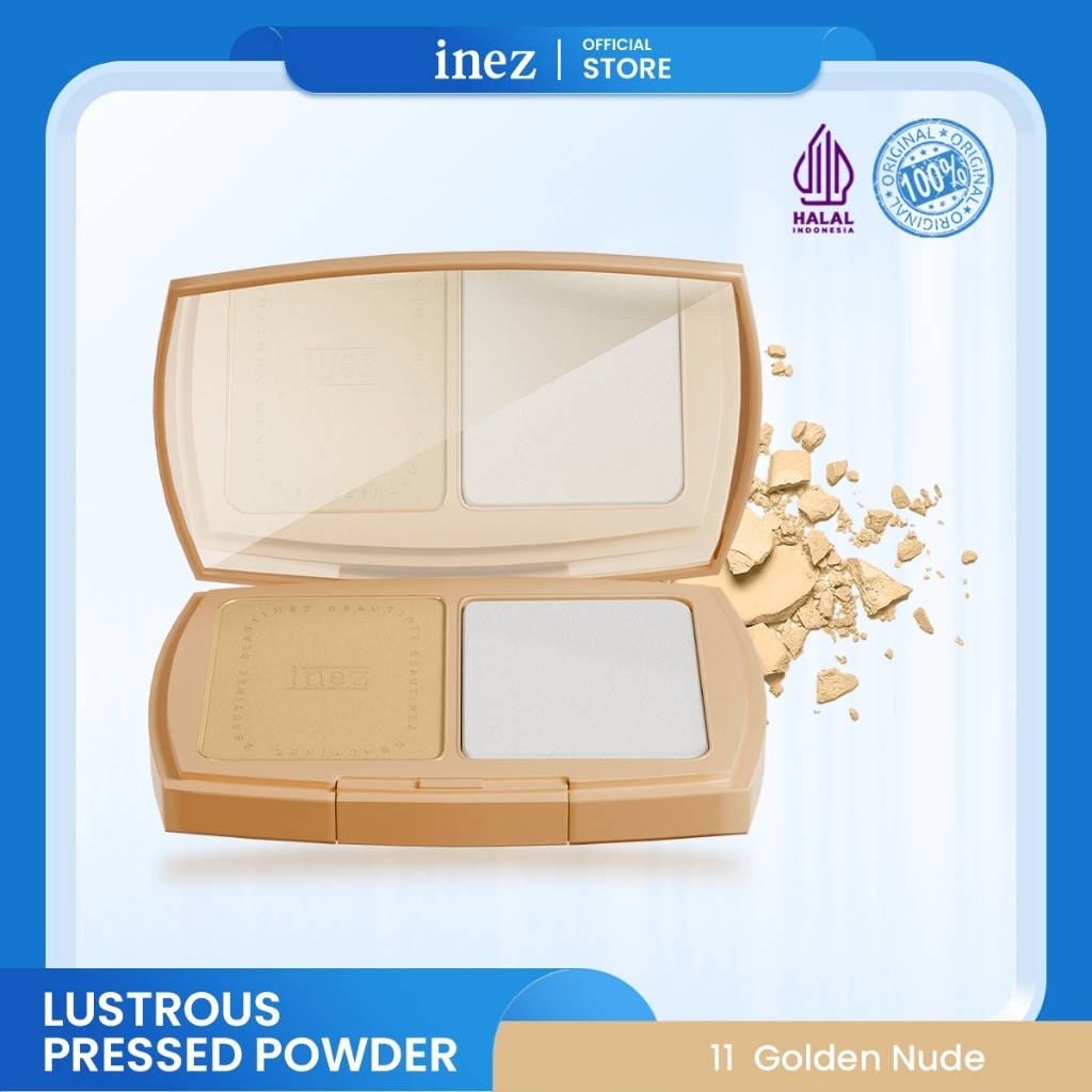 Inez 900 Lustrous Pressed Powder Bedak Padat Pengantin Makeup Artis Glowing Tahan Lama