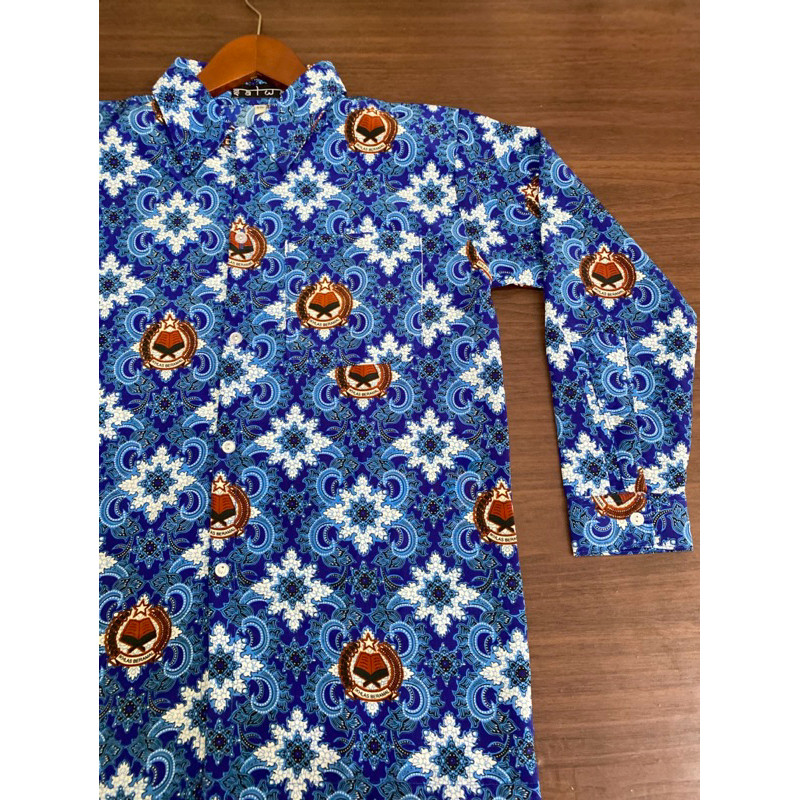 Batik Sekolah Smp mts Motif biru lugina ikhlas beramal baju seragam sekolah kemeja anak laki laki da