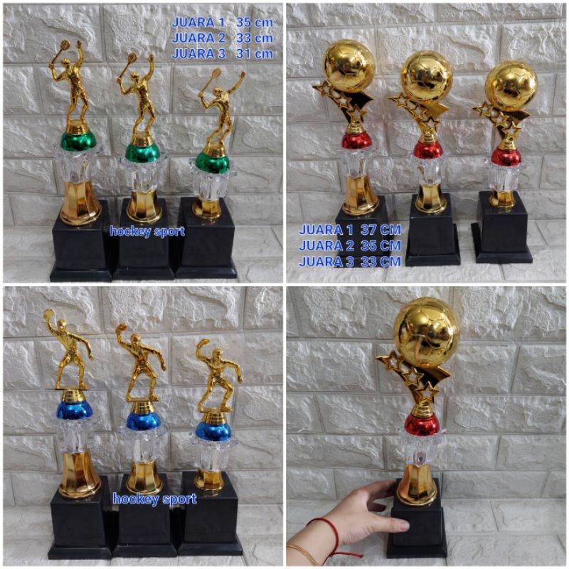 Trophy Piala Bola Badminton Bulu Tangkis Tenis Meja Voli isi 1 PCS (JUARA 1) Model Belimbing