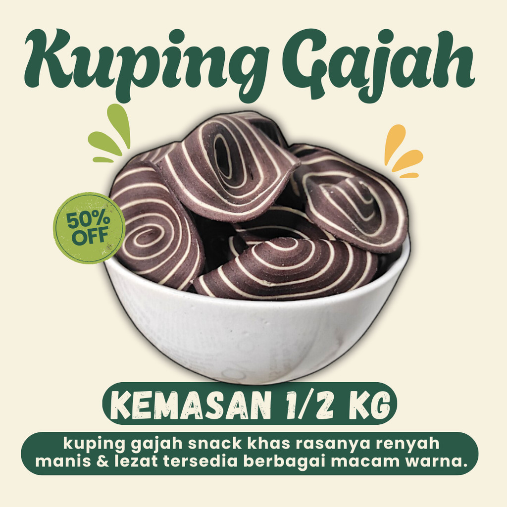 

Kuping Gajah mini 500gram kuping gajah ccontong mini cemilan Renyah Manis lezaat