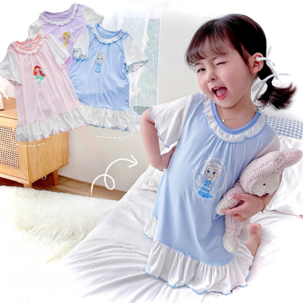 Dress Anak Daster Renda Putih Lengan Pendek Anak Perempuan Ariel Cinderella DA3