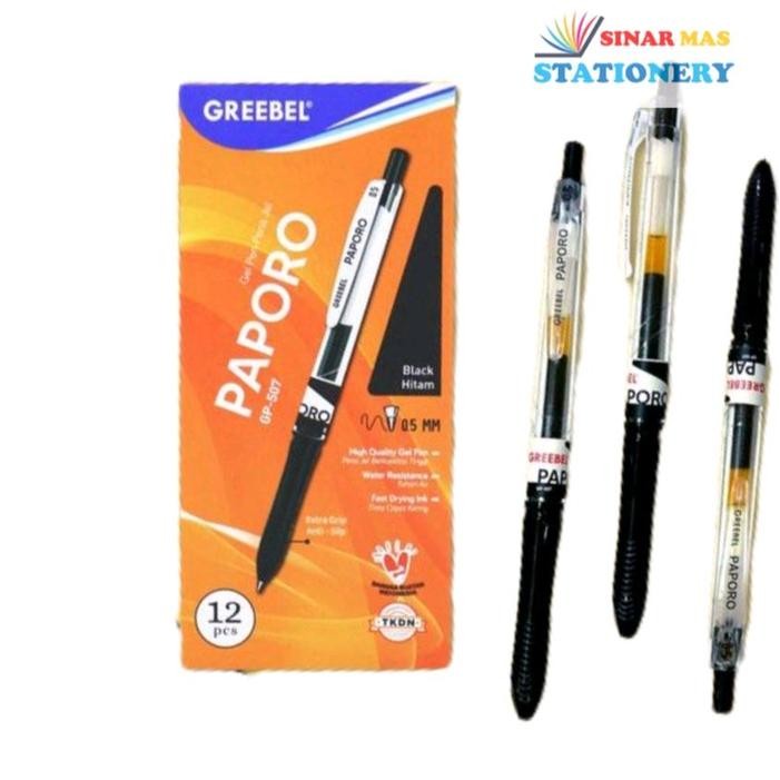 

Greebel Gel Pen GP 507 Paporo 05 mm/Pulpen Greebel Jel Pen Cetek Hitam (12 ocs) by Fajar SA