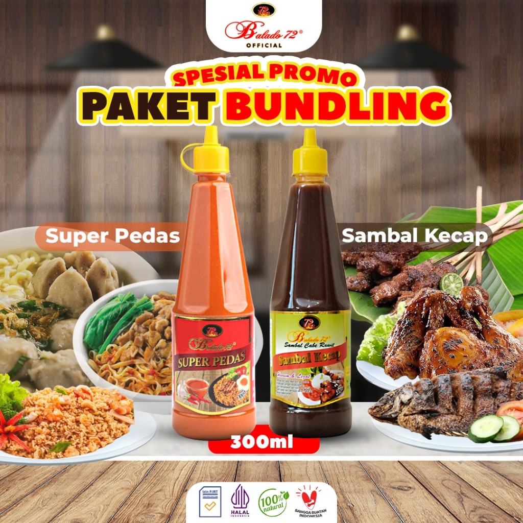 

Balado72 Sambal Cabe Rawit Pedas Alami 2 Botol Ukuran 300ml /paket