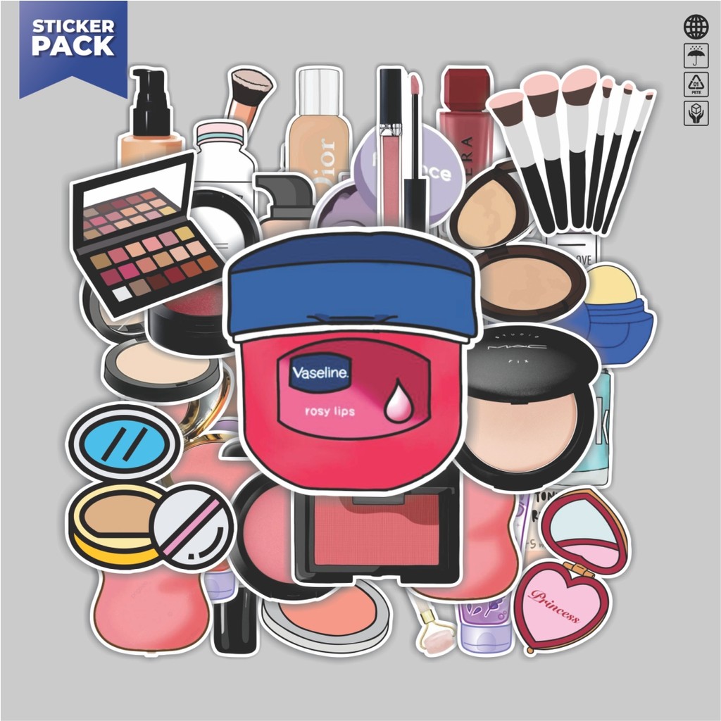 

[100PCS]Stiker Pack Stiker Makeup Tools Aesthetic Vinyl Anti Air Dekorasi Sticker Laptop Buku Journal Koper Helm Casing HP Gitar Helm Skateboard