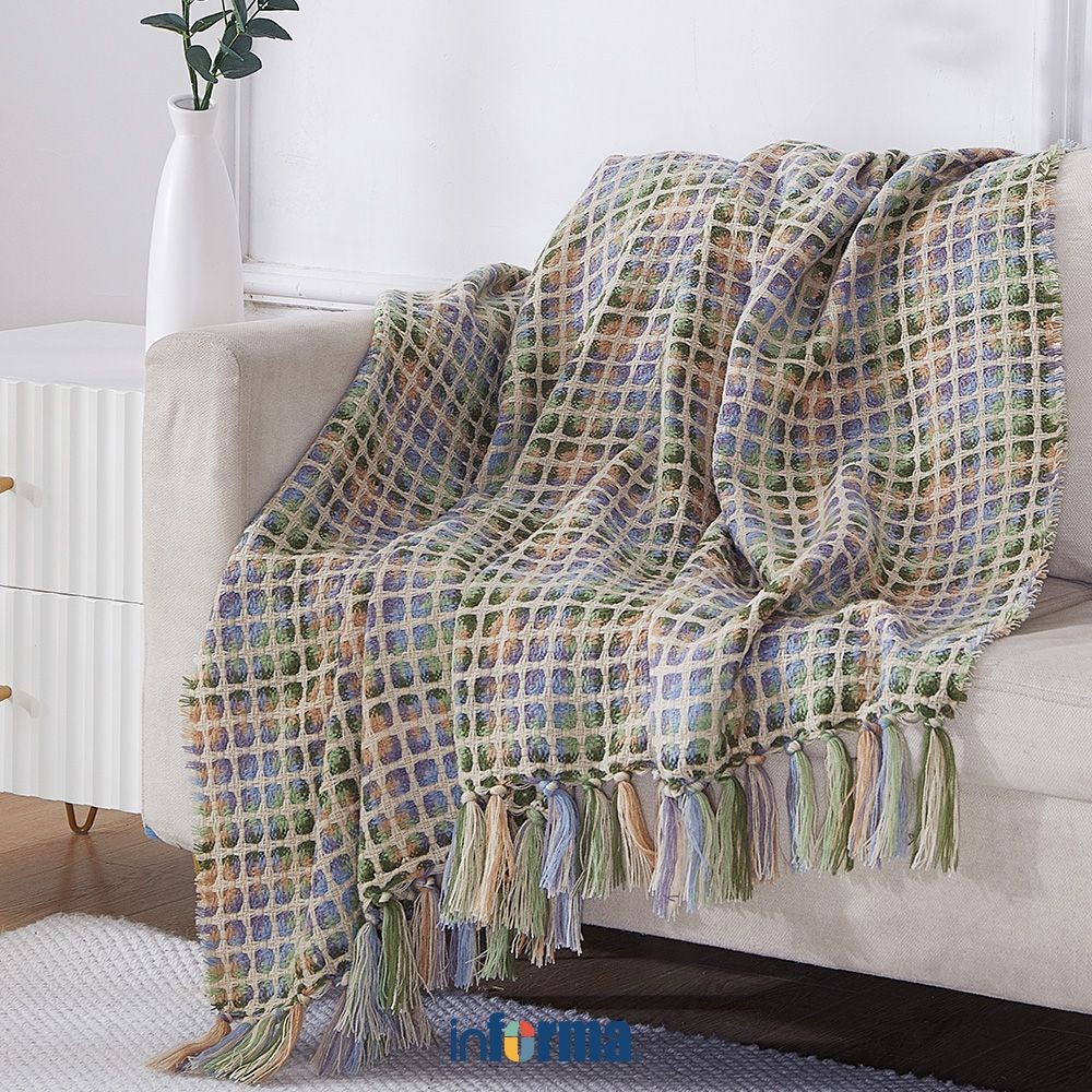 Informa Selimut Polyester Throw Claire Mosaic Blanket Selimut Ranjang Pelapis Tempat Tidur Blanket K