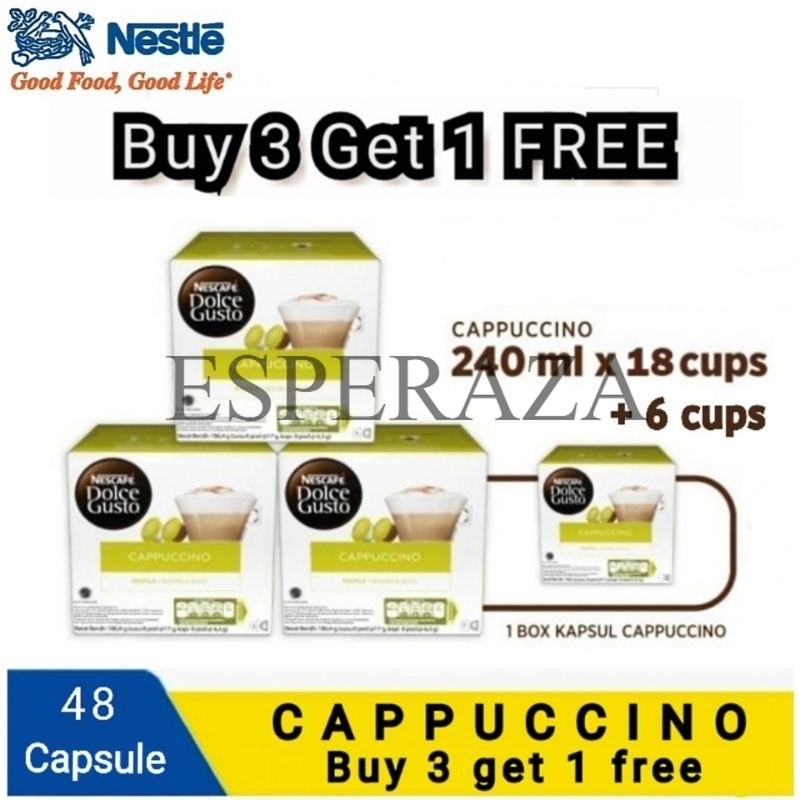 

Nescafe Dolce Gusto CAPPUCCINO promo BUY 3 GET 1 FREE - box isi 12 capsule