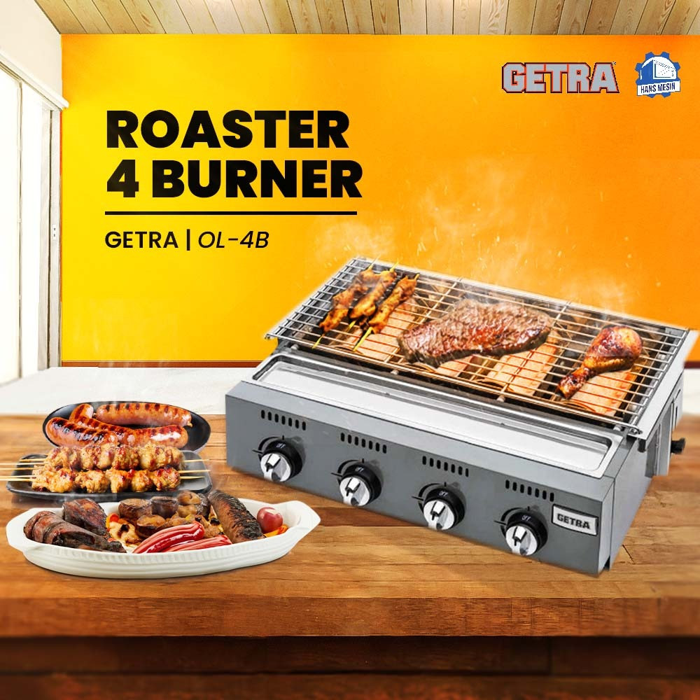 Getra OL-4B Kompor Panggang 4 Tungku Gas Griller Sosis Bakso Sate Bakar
