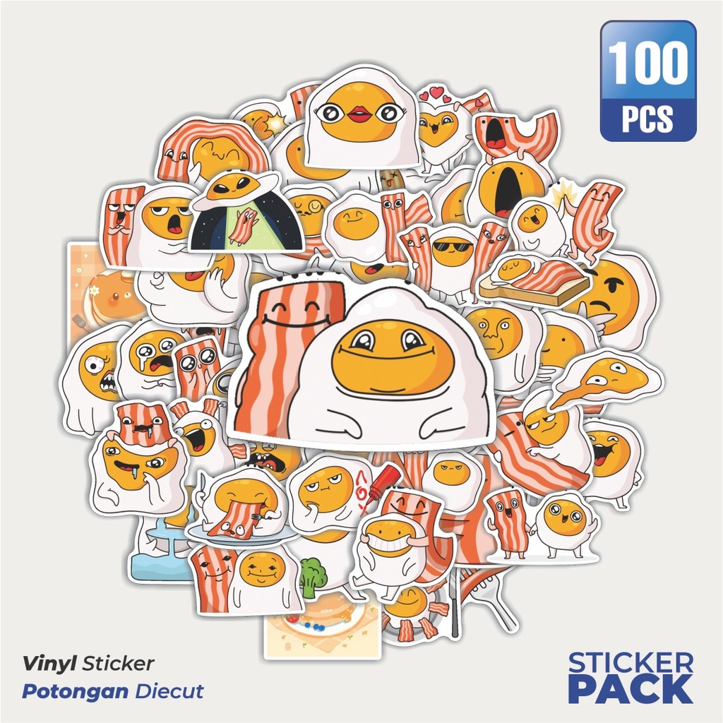 

MURAH 100 PCS Stiker Vk Breakfeast Waterproof Aesthetic- Untuk Laptop, Motor, dan Helm - Paper Stationery Pack