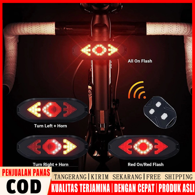 Lampu Belakang Sepeda LED USB Rechargeable Wireless Remote Sein Sepeda Pintar MTB Road Bike Lipat Sm