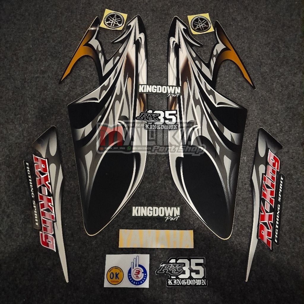 Striping Lis RX KING 2006 Dragon Hitam Putih - Set Emblem - Premium Quality