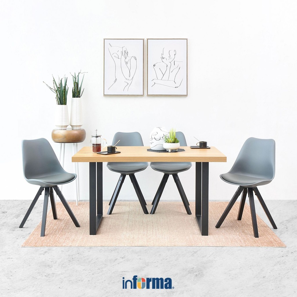 Informa Wales Meja Makan 180x90x75 cm - Cokelat Dining Table Meja Makan Minimalis Ruang Makan Meja M