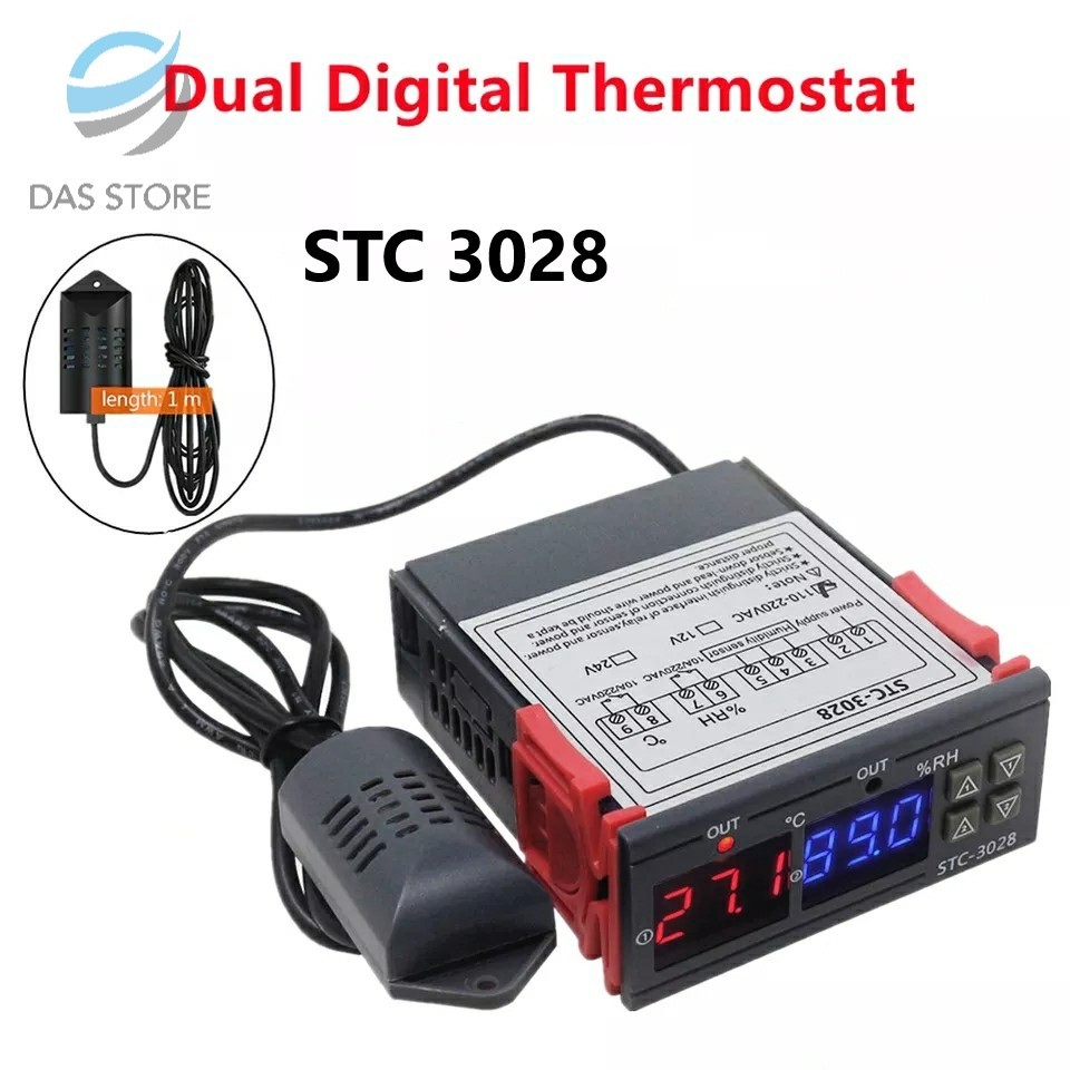 TANEKASHOP - Thermostat STC-3028 STC 3028 Termostat Hygrostat pengatur digital suhu dan kelembapan o