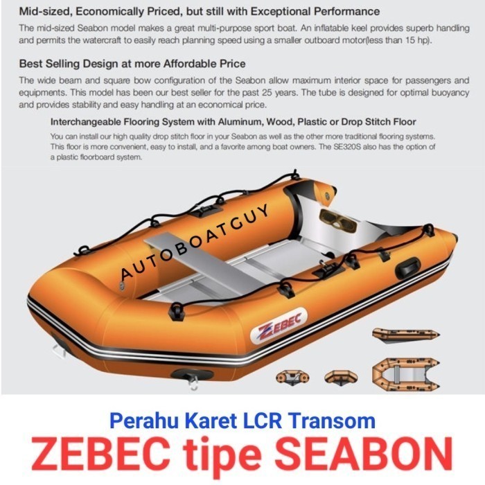 Perahu Karet LCR ZEBEC SEABON 320 cm ( Inflatable Boat Dek Alumunium )