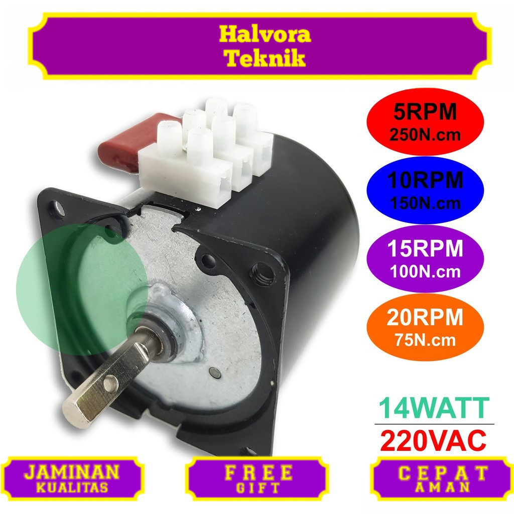 Miniature AC Low Speed Gear Motor Synchronous Motor 14W 220V 2.5RPM 5RPM 10RPM 15RPM 20RPM 50RPM