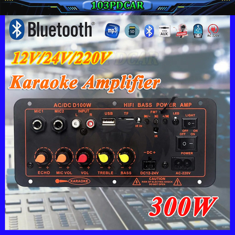 D100 Amplifier Board Bluetooth 5.0 Subwoofer DIY 300W AC 220V 12V 24V Kit Mobil HIFI Amplifier Subwo
