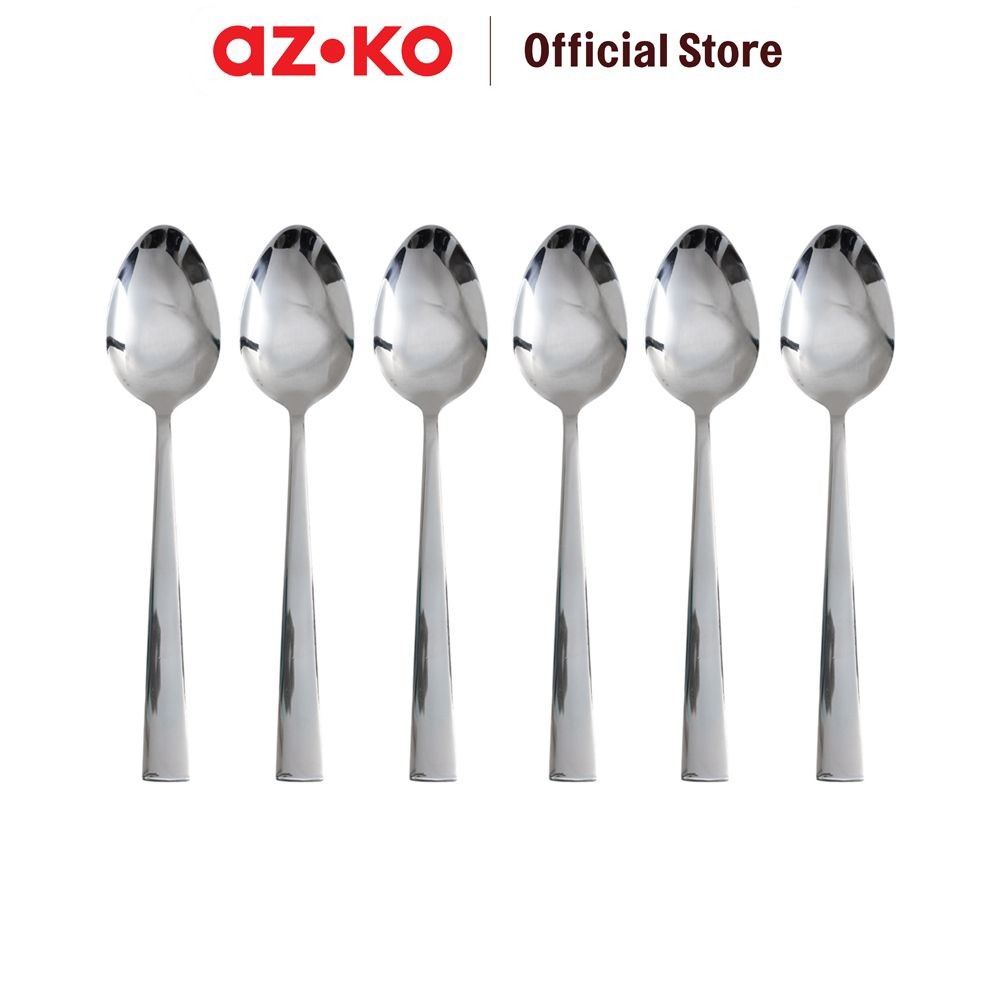 AZKO Culinart Set 6 Pcs Sendok Makan - Silver Table Spoon Food Grade Eating Utensil Sendok Makan Per