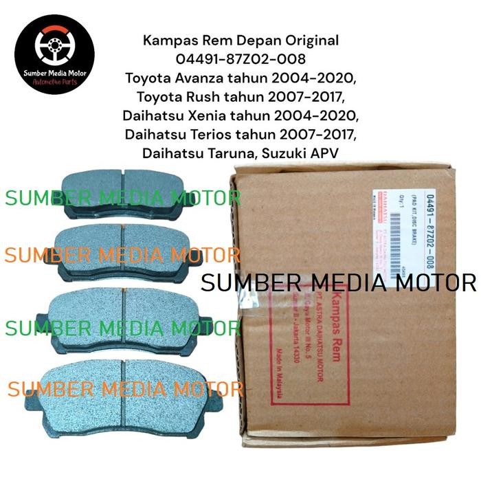 Daihatsu Kampas Rem Depan Brakepad Original 04491-87Z02-008  Avanza tahun 2004-2020,  Rush tahun 200