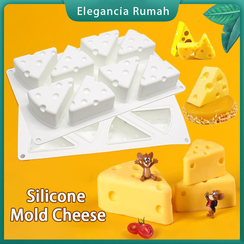 Cetakan Puding Coklat Kue Silikon Bentuk Keju Mold Cheese Cetakan Kue Keju Silikon 8 Lubang Cetakan 