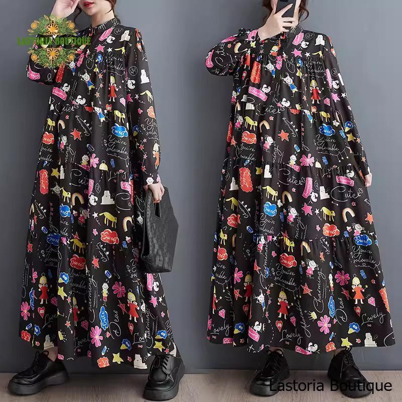 LC1324 Midi Dress Polyester Fashion Korea Oversized Terbaru Lastoria Boutique