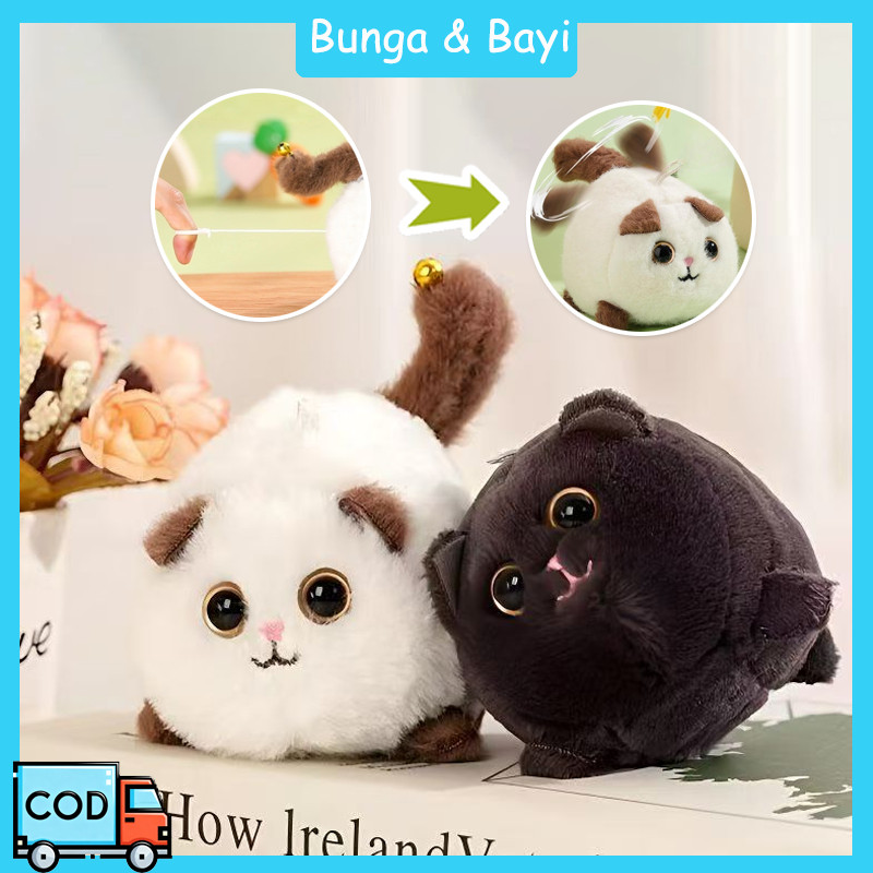 Gantungan Kunci Anak Kucing Ekor Bergoyang Tali Tarik Boneka Lucu Mainan Tarik Tali Hadiah Mainan Gantungan Kunci Mewah
