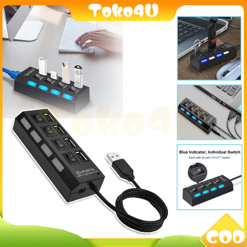 usb hub 4 port output on /usb hub saklar/colokan konektor extender flashdisk mouse keyboard /