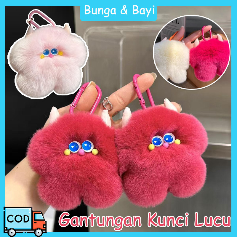 [COD]Gantungan Kunci Boneka Devil  Kunci Kelinci BuluOrnamen Boneka Kartun Gantungan Devil Boneka Lu