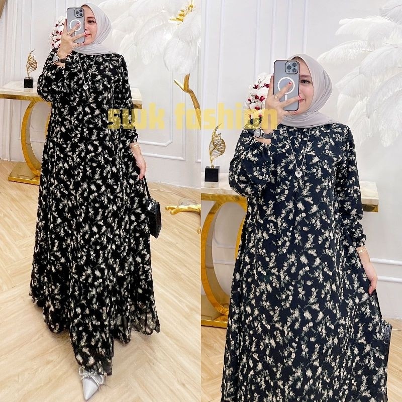 PAPESZ GAMIS MALAYSIA MOTIF/BAHAN CERUTY ARMANI BABYDOLL MOTIF/GAMIS MELAYU MOTIF
