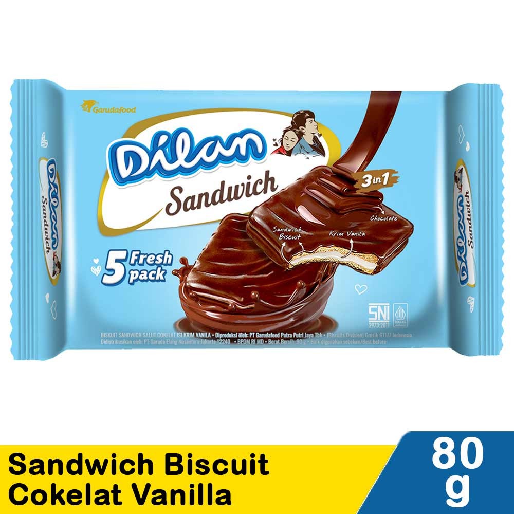 DILAN SANDWICH BISCUIT COKELAT VANILLA 80g