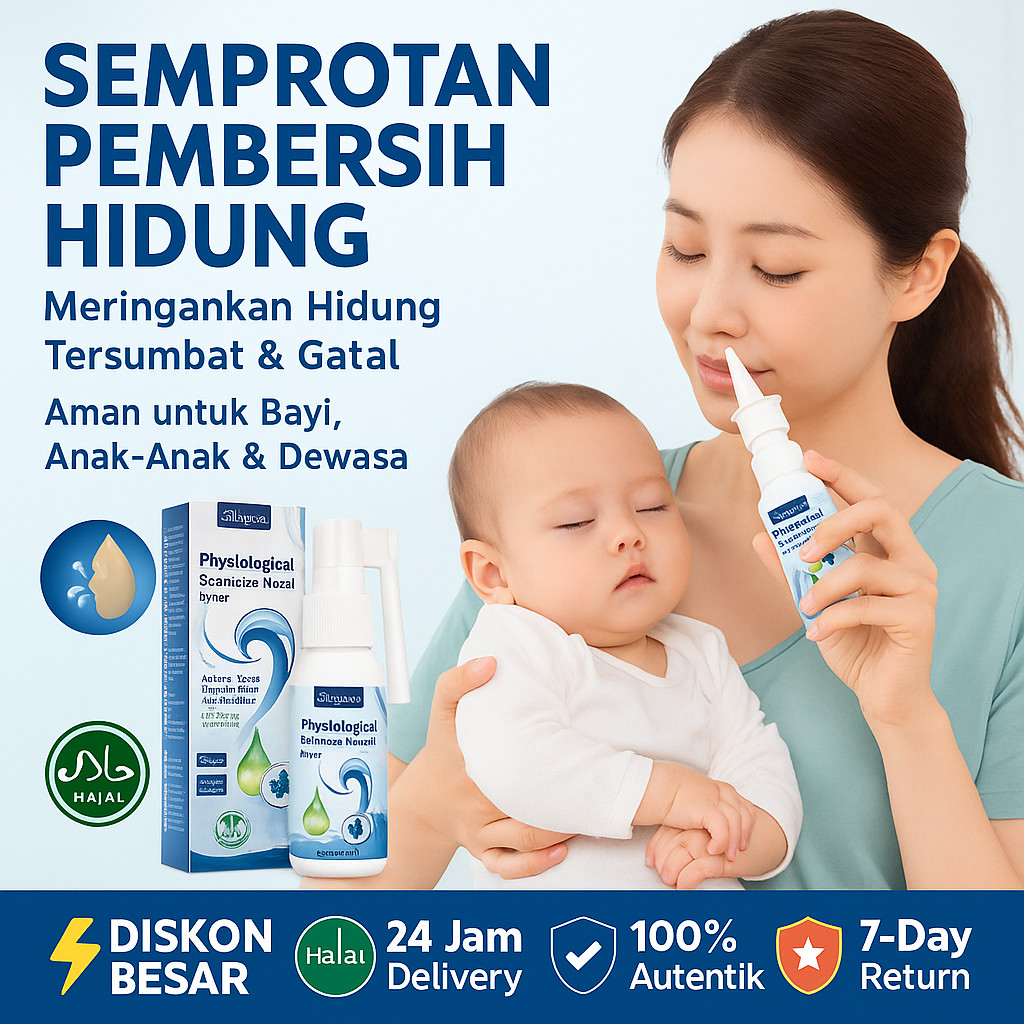 【Lembut & Cepat Atasi Hidung Tersumbat】Semprotan Hidung Air Laut Alami untuk Hidung Tersumbat/Gatal/