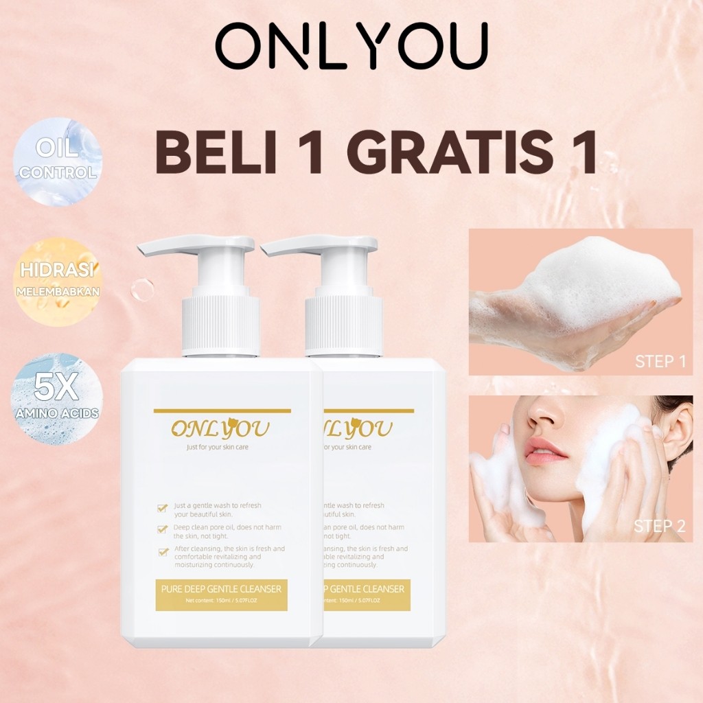 【Beli 1 Gratis 1】ONLYOU Facial Wash Anti Acne Oil Control Sabun Muka Face Wash Pembersih wajah untuk