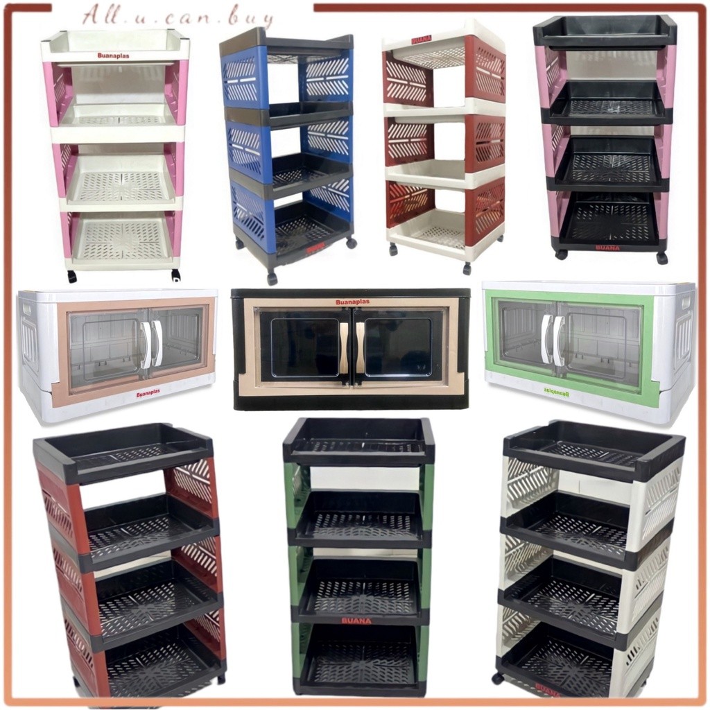 Rak plastik 4 susun Rak serbaguna 4 tingkat Rak yoyo 4 susun