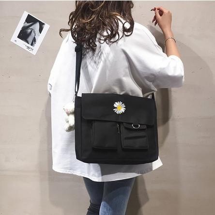 Tas Messenger Bag Tas Selempang Messenger Wanita Kanvas 621-22 - Putih