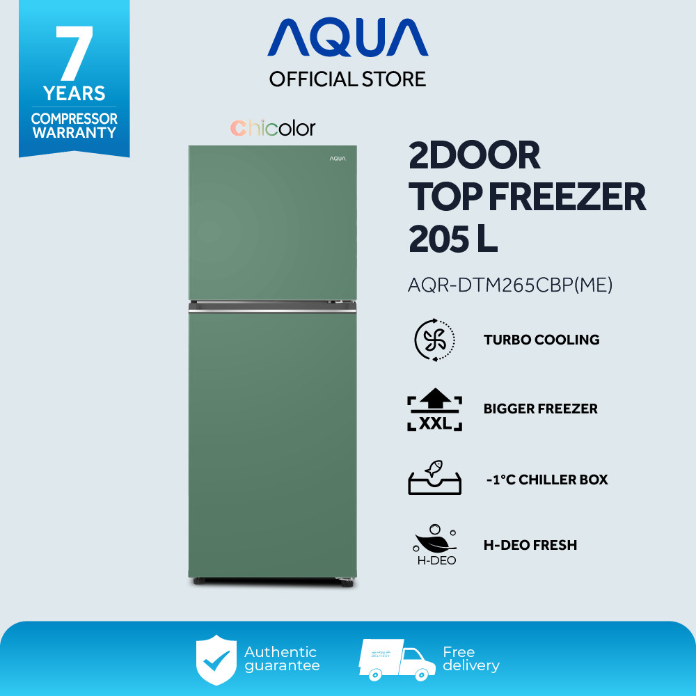 AQUA Elektronik AQR-DTM265CBP(ME) Kulkas 2 Door 205L - Turbo cooling - Matcha