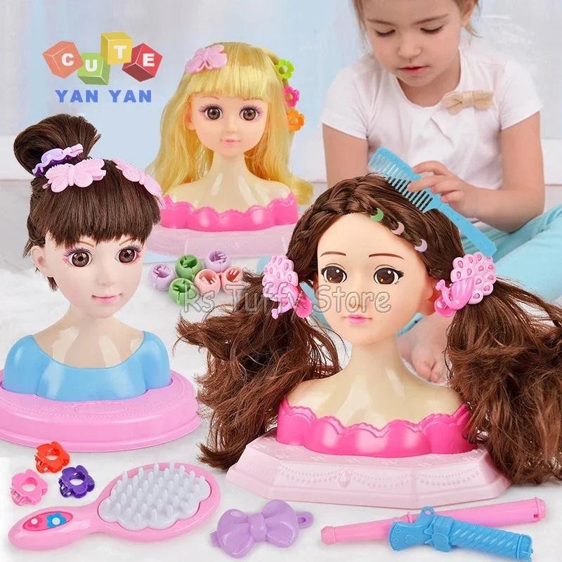 Kids Dolls Half Body Girl Makeup Comb Braided Hair Toys Play Princess Hairstyle Decor Accessories Be