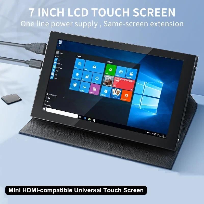 7 Inch Raspberry Pi 4 Touch Screen 1024x600 IPS LCD with Case Cortical Shell Mini Monitor for Raspbe