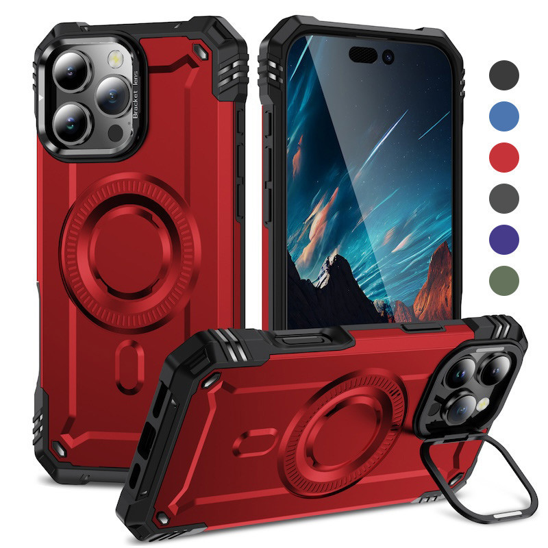 Magnet Case untuk iPhone 16 15 14 13 12 11 Pro Max 16 Plus Pemegang Kamera Pengisian nirkabel Penutu