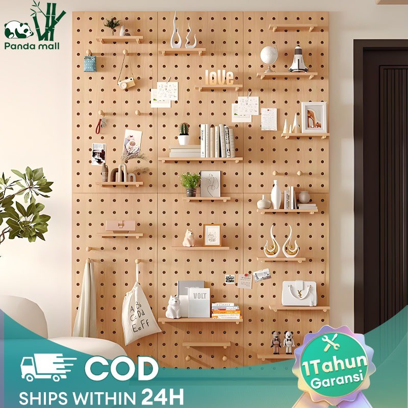 Rak Dinding kayu solid Rak Dinding Minimalis Hiasan Dinding Papan Dinding Berlubang Tempel