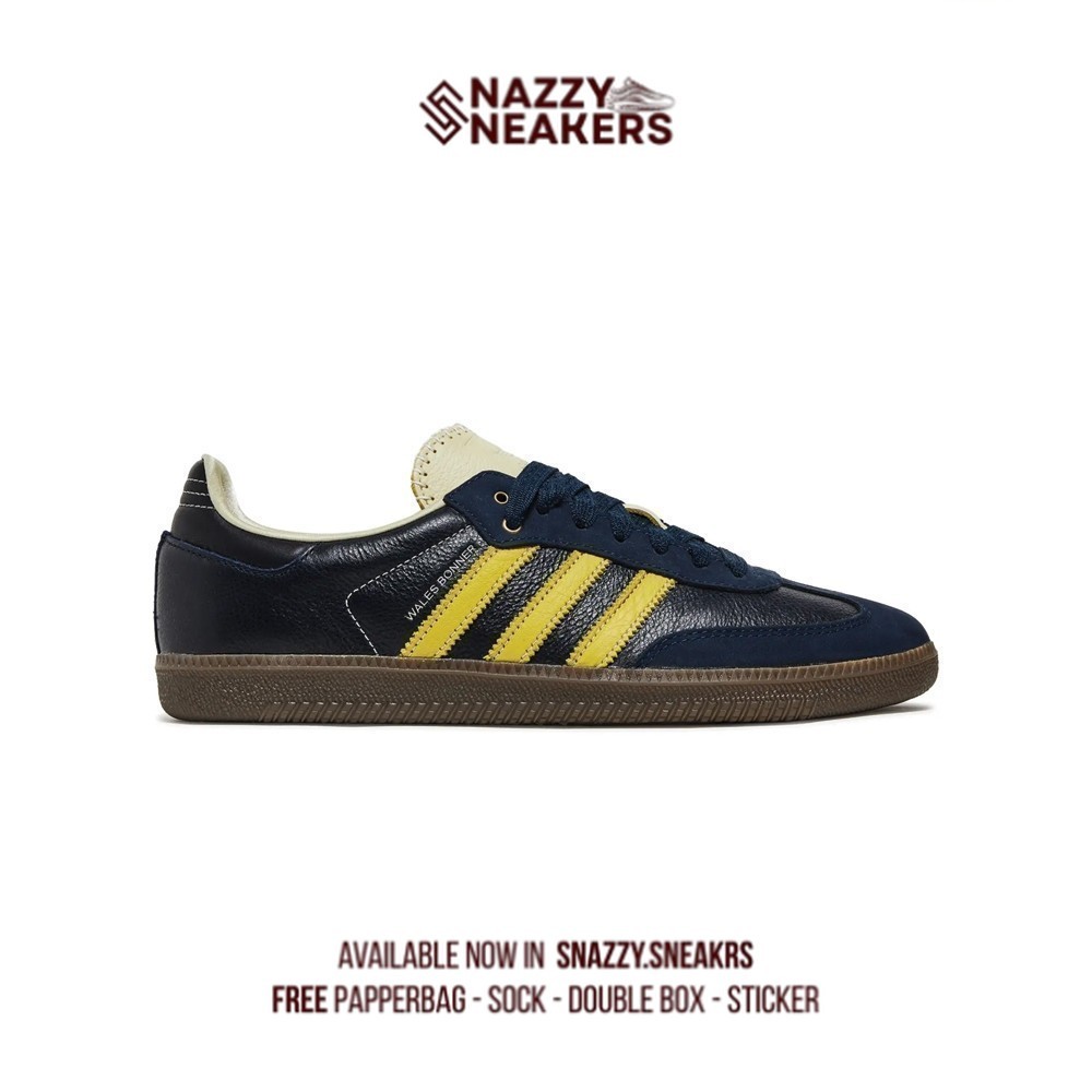 Sepatu Adidas Samba Wales Bonner Collegiate Navy Cream White Yellow Sneakers Original unisex