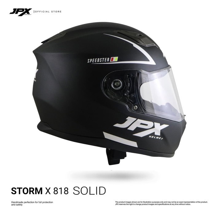 JPX Full Face Storm X818 Solid - Black Doff/Silver