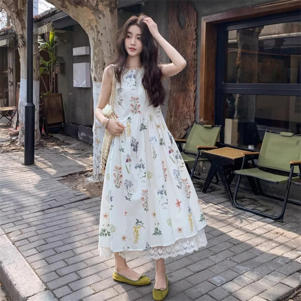 ready stock FADFAD | Gaun Tanpa Lengan | Dress Bunga Wanita | FLoral Dress Korea | Gaun Musim Panas 