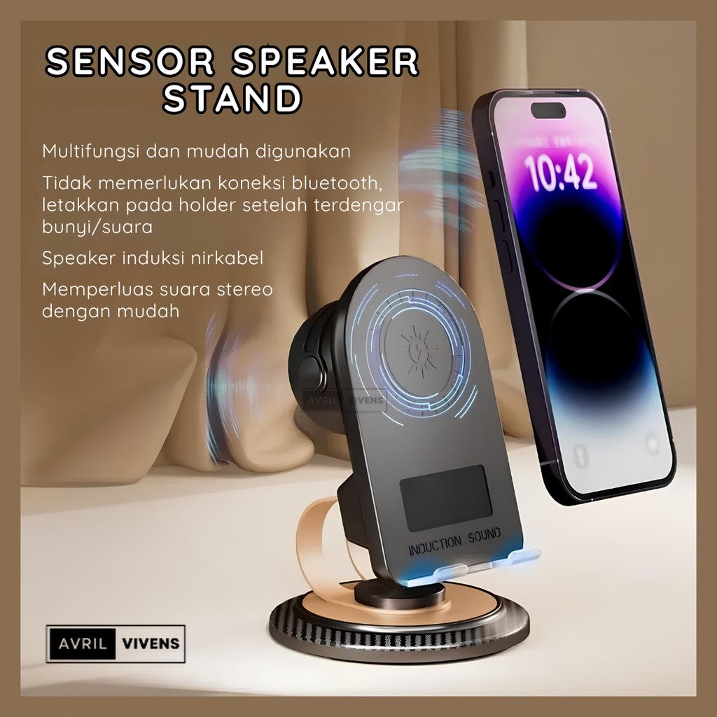 [AVV] Phone Holder Pembesar Suara Dudukan Holder HP Tablet Wireless Charger Speaker Sensor