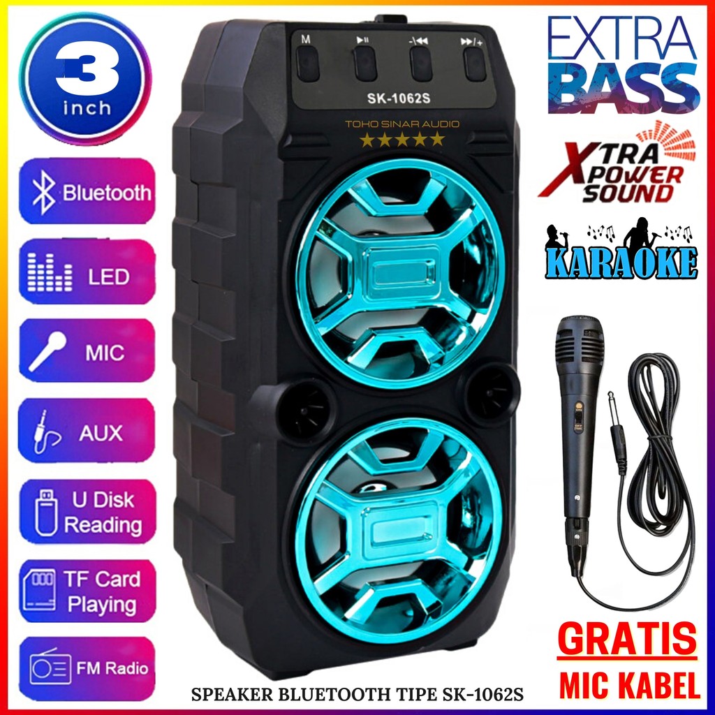 SERBA COD SPEAKER BLUETOOTH FLECO SK-1062S / SK 1062 S - 3 INCH GRATIS MIC KABEL KARAOKE - BATERAI T