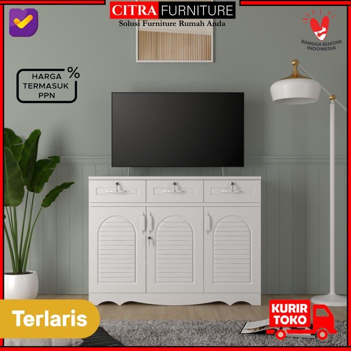 SHUMO  Crendenza Classic Besi 3 Pintu | Meja Rak TV - DIRAKIT