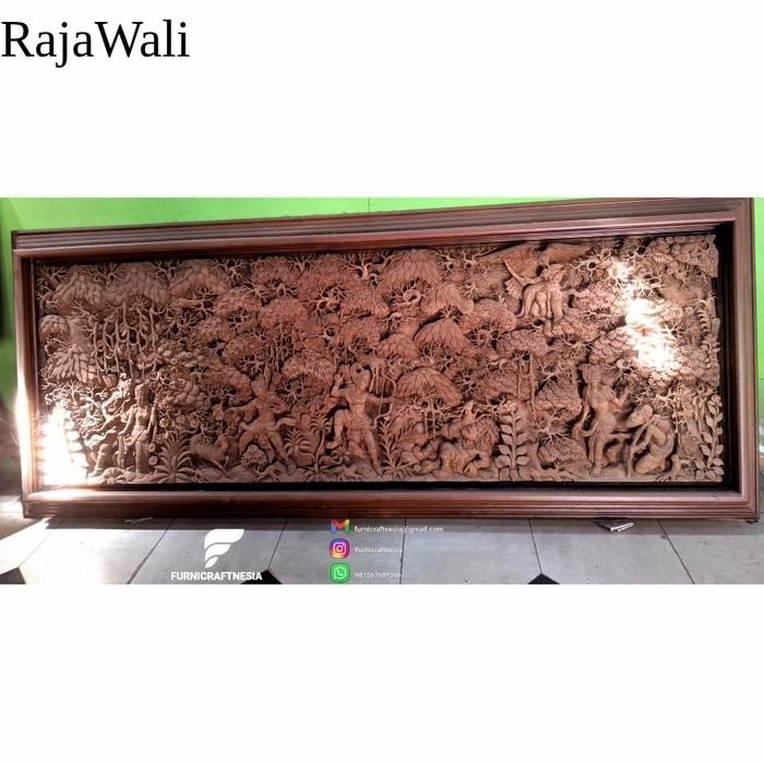 Pajangan Dinding Seni Ukir Relief Ramayana Kayu Jati Perhutani 280cm KH3