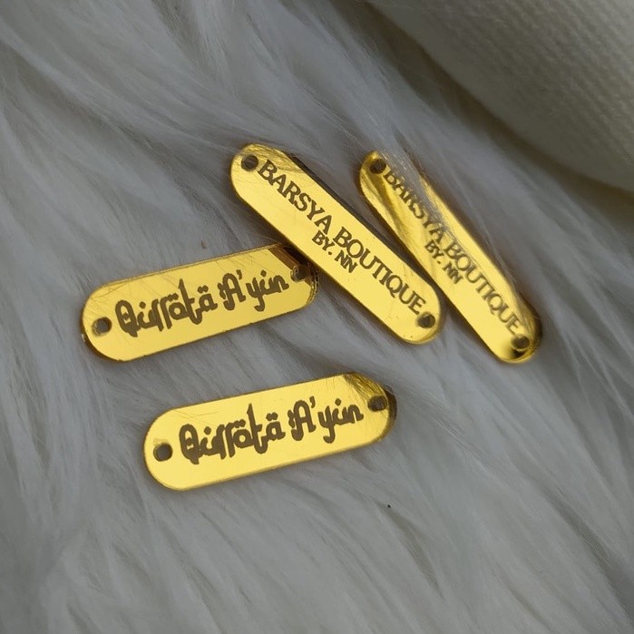 BARU Label Jilbab Akrilik, Label mukena Akrilik,Label akrilik