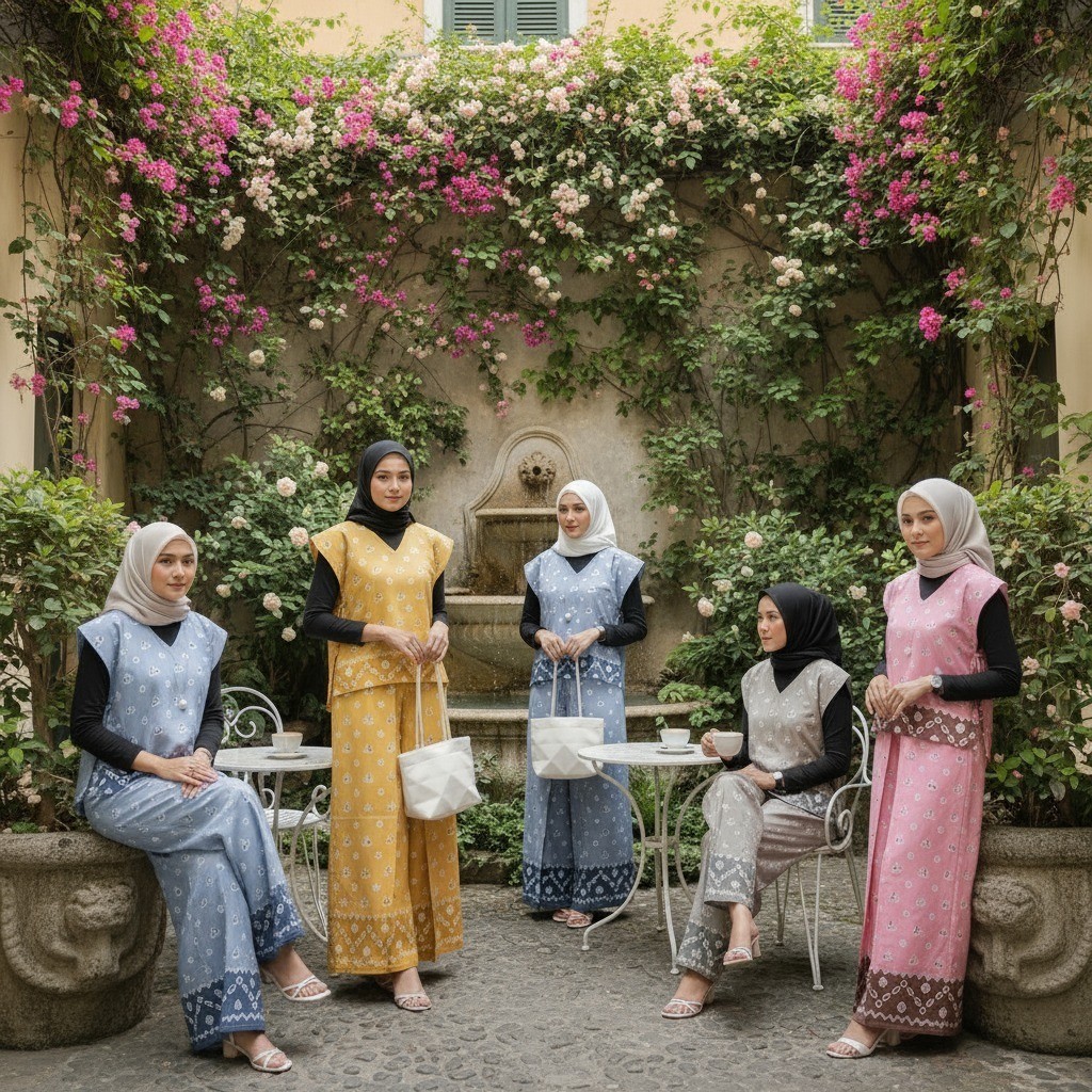 GOODSTORE BINARE CINDE SET BATIK WANITA KEKINIAN VEST & CELANA TERBARU KATUN ADEM