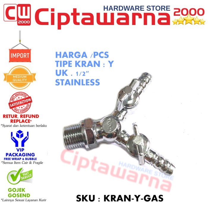 Kran Keran Valve gas Alam Double Y Kran shower kamar mandi Kran 1/2"